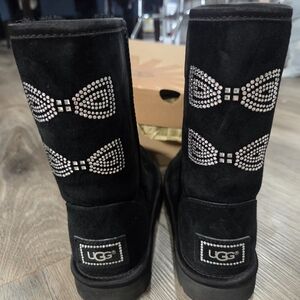 UGG Women's Black Boots with Crystal Bow Accents